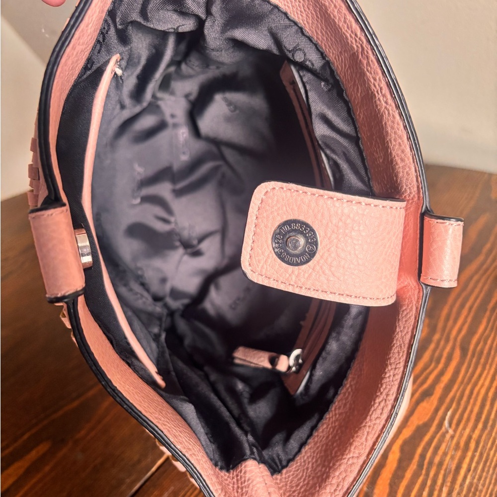 Joe’s Jeans Pink Woven Bucket Bag Crossbody EUC - Picture 8 of 14